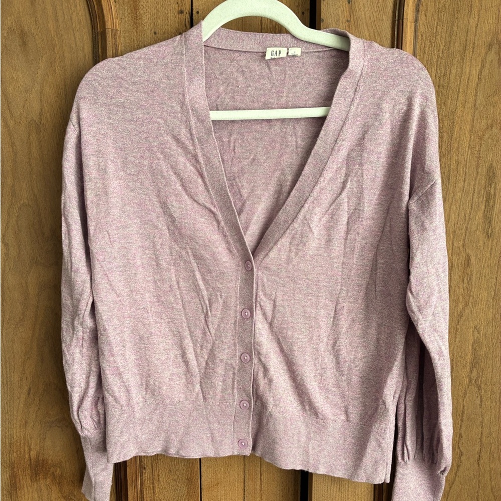 GAP Lavender V-Neck Button-Up Cardigan Sweater, size medium